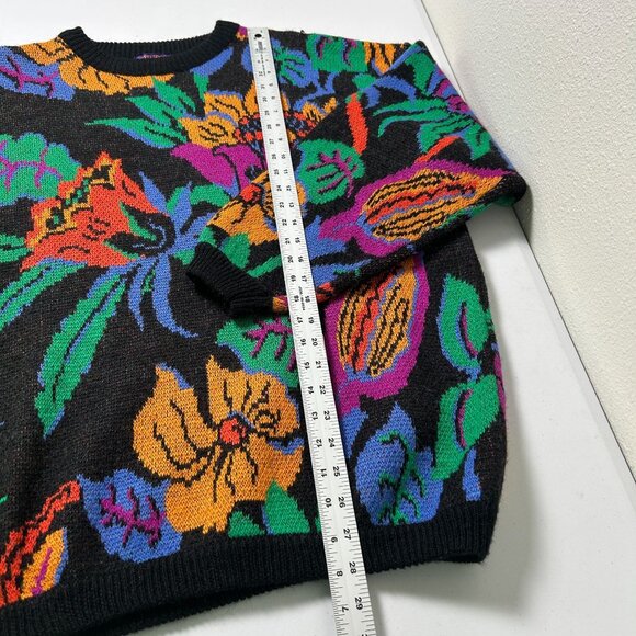 Vintage Esprit Sport Sweater Size L Tropical Floral Novelty Pullover 80's - Picture 10 of 11
